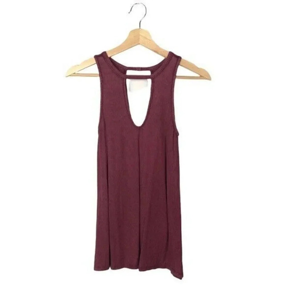 American Eagle AEO Soft & Sexy Burgundy Red Ribbed Scoop Neck Tank Top XXS - Picture 1 of 4